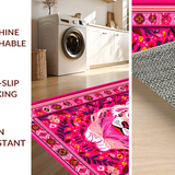Ultra Soft Area Rug, Non Slip, Stain Resistant, Washable Area Rugs for Living Room, Bedroom, Vibrant Jungle-Themed Decor(Pink)