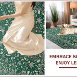 Ultra Soft Area Rug, Non Slip, Stain Resistant, Washable Area Rugs for Living Room, Bedroom, Vintage Botanical Tile Motif(Green)