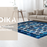 Ultra Soft Area Rug, Non Slip, Stain Resistant, Washable Area Rugs for Living Room, Bedroom, Luxurious Textured Striped Motif(Blue)