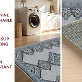 Ultra Soft Area Rug, Non Slip, Stain Resistant, Washable Area Rugs for Living Room, Bedroom, Contemporary Tribal Linear Design(Gray)
