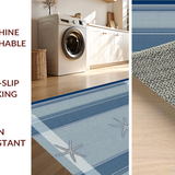 Ultra Soft Area Rug, Non Slip, Stain Resistant, Washable Area Rugs for Living Room, Bedroom, Modern Linear Nautical Design(Blue)