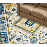 Ultra Soft Area Rug, Non Slip, Stain Resistant, Washable Area Rugs for Living Room, Bedroom, Contemporary Vibrant Tribal Motif(Blue)