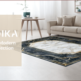 Ultra Soft Area Rug, Non Slip, Stain Resistant, Washable Area Rugs for Living Room, Bedroom, Chic Geometric Gold Accents Style(White)