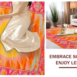Ultra Soft Area Rug, Non Slip, Stain Resistant, Washable Area Rugs for Living Room, Bedroom, Unique Soft Abstract Rainbow Theme(Orange)