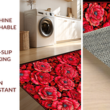 Ultra Soft Area Rug, Non Slip, Stain Resistant, Washable Area Rugs for Living Room, Bedroom, Chic Modern Rose Motif(Red)