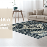 Ultra Soft Area Rug, Non Slip, Stain Resistant, Washable Area Rugs for Living Room, Bedroom, Modern Ogee Pattern with Contrast(Gray)