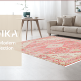 Ultra Soft Area Rug, Non Slip, Stain Resistant, Washable Area Rugs for Living Room, Bedroom, Contemporary Abstract Floral Arrangement(Pink)