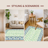 Ultra Soft Area Rug, Non Slip, Stain Resistant, Washable Area Rugs for Living Room, Bedroom, Inviting Round Shape with Animal Illustrations(Beige)