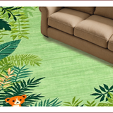 Ultra Soft Area Rug, Non Slip, Stain Resistant, Washable Area Rugs for Living Room, Bedroom, Charming Multicolor Safari Theme(Green)