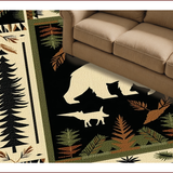 Ultra Soft Area Rug, Non Slip, Stain Resistant, Washable Area Rugs for Living Room, Bedroom, Vintage Forest Animal Silhouette(Black)