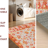 Ultra Soft Area Rug, Non Slip, Stain Resistant, Washable Area Rugs for Living Room, Bedroom, Artistic Whimsical Ogee Print(Red)