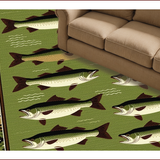Ultra Soft Area Rug, Non Slip, Stain Resistant, Washable Area Rugs for Living Room, Bedroom, Vintage Fishing Scene Aesthetic(Green)