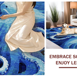 Ultra Soft Area Rug, Non Slip, Stain Resistant, Washable Area Rugs for Living Room, Bedroom, Oceanic Marine Life with 3D Octopus and Nautical Fish School in Blue(Blue)