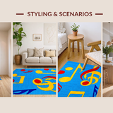 Ultra Soft Area Rug, Non Slip, Stain Resistant, Washable Area Rugs for Living Room, Bedroom, Playful Rhythm Inspired Aesthetic(Blue)