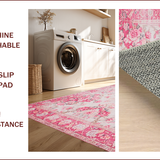 Ultra Soft Area Rug, Non Slip, Stain Resistant, Washable Area Rugs for Living Room, Bedroom, Chic Pastel Floral Elegance(Pink)