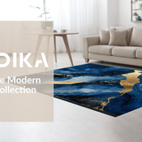 Ultra Soft Area Rug, Non Slip, Stain Resistant, Washable Area Rugs for Living Room, Bedroom, Chic Opulent Blue Gold Blend(Blue)