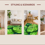 Ultra Soft Area Rug, Non Slip, Stain Resistant, Washable Area Rugs for Living Room, Bedroom, Vibrant Botanical Hallway Rug for Indoor Outdoor Use(Green)