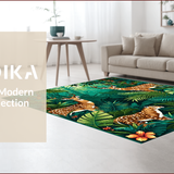 Ultra Soft Area Rug, Non Slip, Stain Resistant, Washable Area Rugs for Living Room, Bedroom, Tropical Animal Motif Delight(Green)