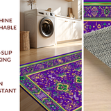 Ultra Soft Area Rug, Non Slip, Stain Resistant, Washable Area Rugs for Living Room, Bedroom, Playful Modern Trellis Composition(Purple)