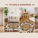 Ultra Soft Area Rug, Non Slip, Stain Resistant, Washable Area Rugs for Living Room, Bedroom, Rustic Warm Toned Patterned Beauty(Brown)