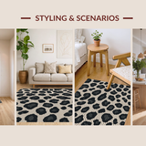 Ultra Soft Area Rug, Non Slip, Stain Resistant, Washable Area Rugs for Living Room, Bedroom, Chic Modern Animal Print Statement Piece(Beige)