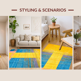 Ultra Soft Area Rug, Non Slip, Stain Resistant, Washable Area Rugs for Living Room, Bedroom, Minimalist Lively Wave Formation(Yellow)