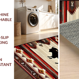Ultra Soft Area Rug, Non Slip, Stain Resistant, Washable Area Rugs for Living Room, Bedroom, Elegant Cabin-Inspired Pattern(Red)
