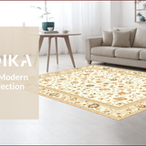 Ultra Soft Area Rug, Non Slip, Stain Resistant, Washable Area Rugs for Living Room, Bedroom, Rustic Vintage Botanical Design(Beige)