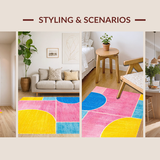 Ultra Soft Area Rug, Non Slip, Stain Resistant, Washable Area Rugs for Living Room, Bedroom, Cheerful Child-Friendly Pattern(Pink)