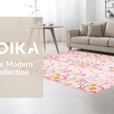Ultra Soft Area Rug, Non Slip, Stain Resistant, Washable Area Rugs for Living Room, Bedroom, Whimsical Yellow Blossom Aesthetic(Pink)
