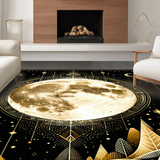 Ultra Soft Area Rug, Non Slip, Stain Resistant, Washable Area Rugs for Living Room, Bedroom, Eclectic Moon Floral Arrangement(Gold)