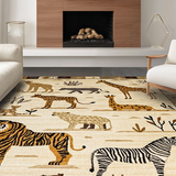 Ultra Soft Area Rug, Non Slip, Stain Resistant, Washable Area Rugs for Living Room, Bedroom, Foldable Adventurous Animal Kingdom Mat(Beige)