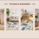 Ultra Soft Area Rug, Non Slip, Stain Resistant, Washable Area Rugs for Living Room, Bedroom, Modern Patchwork Cotton Low Pile(Gray)