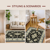 Ultra Soft Area Rug, Non Slip, Stain Resistant, Washable Area Rugs for Living Room, Bedroom, Artistic Black and Cream Fusion(Black)