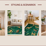 Ultra Soft Area Rug, Non Slip, Stain Resistant, Washable Area Rugs for Living Room, Bedroom, Chic Vintage Animal Aesthetic(Green)