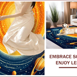Ultra Soft Area Rug, Non Slip, Stain Resistant, Washable Area Rugs for Living Room, Bedroom, Educational Planet Theme Bedroom Round Carpet(Orange)