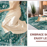 Ultra Soft Area Rug, Non Slip, Stain Resistant, Washable Area Rugs for Living Room, Bedroom, Serene Light Blue Abstract Design(Green)