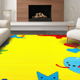 Ultra Soft Area Rug, Non Slip, Stain Resistant, Washable Area Rugs for Living Room, Bedroom, Playful Cartoon Animal Mosaic(Yellow)