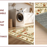Ultra Soft Area Rug, Non Slip, Stain Resistant, Washable Area Rugs for Living Room, Bedroom, Neutral Floral Large Yoga Space Non-Slip Carpet(Beige)