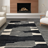 Ultra Soft Area Rug, Non Slip, Stain Resistant, Washable Area Rugs for Living Room, Bedroom, Chic Contemporary Animal Aesthetic(Black)