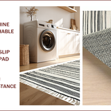Ultra Soft Area Rug, Non Slip, Stain Resistant, Washable Area Rugs for Living Room, Bedroom, Rustic Striped Textured Visual(Black)