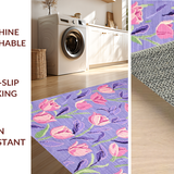 Ultra Soft Area Rug, Non Slip, Stain Resistant, Washable Area Rugs for Living Room, Bedroom, Bright Tulip Springtime Visual Delight(Purple)