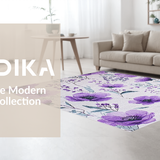 Ultra Soft Area Rug, Non Slip, Stain Resistant, Washable Area Rugs for Living Room, Bedroom, Delicate Botanical Harmony Scheme(Purple)