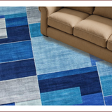 Ultra Soft Area Rug, Non Slip, Stain Resistant, Washable Area Rugs for Living Room, Bedroom, Stylish Modern Blue Tiled Motif(Blue)