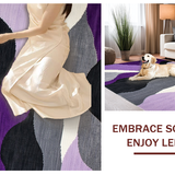 Ultra Soft Area Rug, Non Slip, Stain Resistant, Washable Area Rugs for Living Room, Bedroom, Abstract Purple Grey Swirl Motif(Purple)
