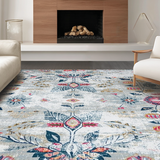 Ultra Soft Area Rug, Non Slip, Stain Resistant, Washable Area Rugs for Living Room, Bedroom, Artistic Faded Floral Composition(Gray)