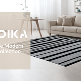 Ultra Soft Area Rug, Non Slip, Stain Resistant, Washable Area Rugs for Living Room, Bedroom, Sleek Minimalist Striped Motif(Black)