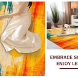 Ultra Soft Area Rug, Non Slip, Stain Resistant, Washable Area Rugs for Living Room, Bedroom, Elegant Earthy Tones Design(Orange)