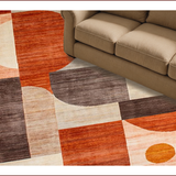 Ultra Soft Area Rug, Non Slip, Stain Resistant, Washable Area Rugs for Living Room, Bedroom, Bold Abstract Geometric Fusion(Orange)