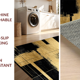 Ultra Soft Area Rug, Non Slip, Stain Resistant, Washable Area Rugs for Living Room, Bedroom, Rustic Monochrome Dynamic Shapes(Gold)